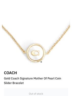 COACH Gold and Mother-of-Pearl Coin Pendant Necklace